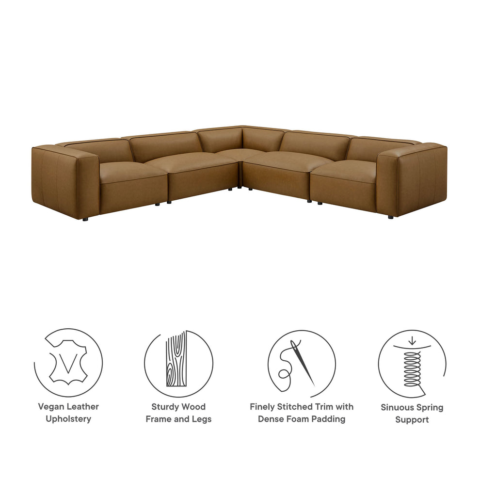 Auren 5-Piece Upholstered Vegan Leather Modular L-Shaped Sofa by Modway | Sofa Set | Modishstore - 5