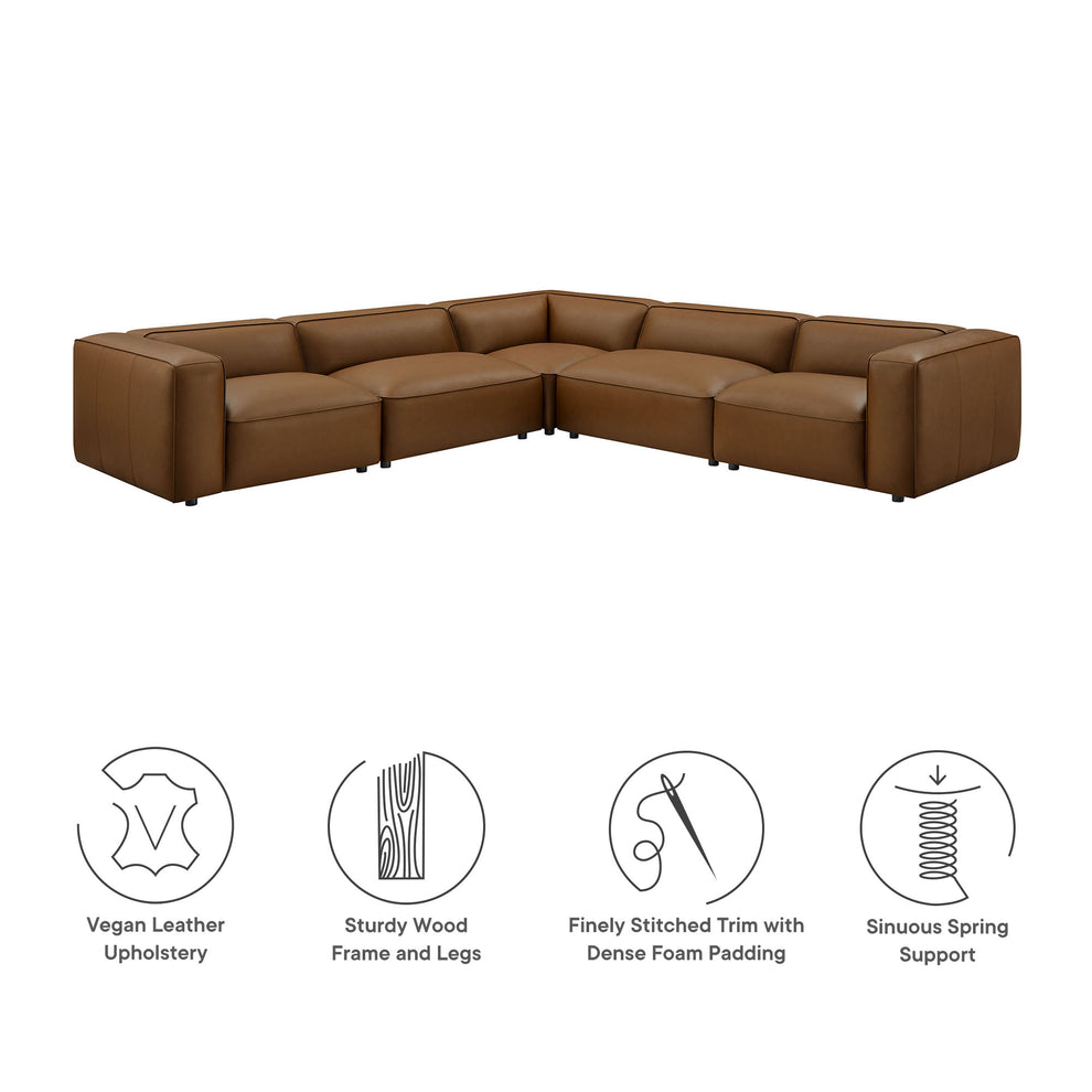 Auren 5-Piece Upholstered Vegan Leather Modular L-Shaped Sofa by Modway | Sofa Set | Modishstore - 14