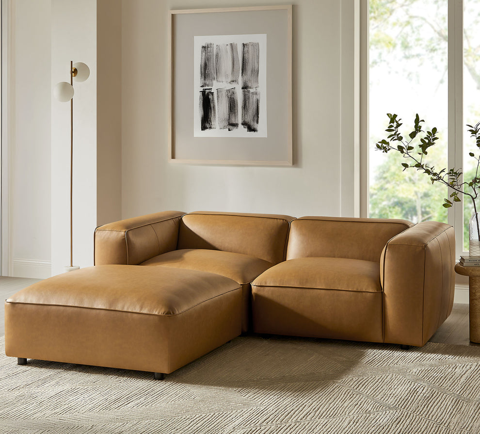 Auren 3-Piece Upholstered Vegan Leather Modular Loveseat with Ottoman by Modway | Sofa Set | Modishstore - 1