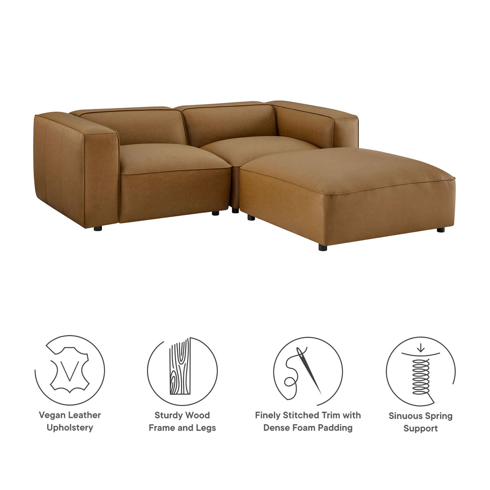 Auren 3-Piece Upholstered Vegan Leather Modular Loveseat with Ottoman by Modway | Sofa Set | Modishstore - 5