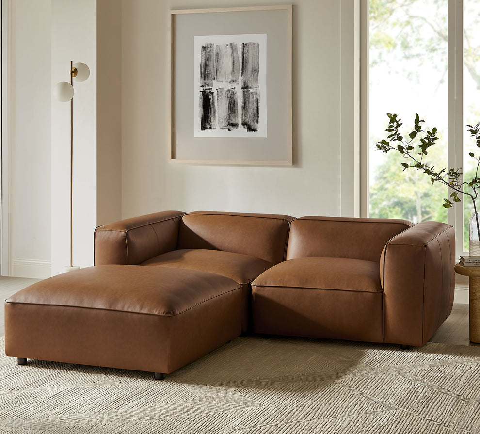 Auren 3-Piece Upholstered Vegan Leather Modular Loveseat with Ottoman by Modway | Sofa Set | Modishstore - 12