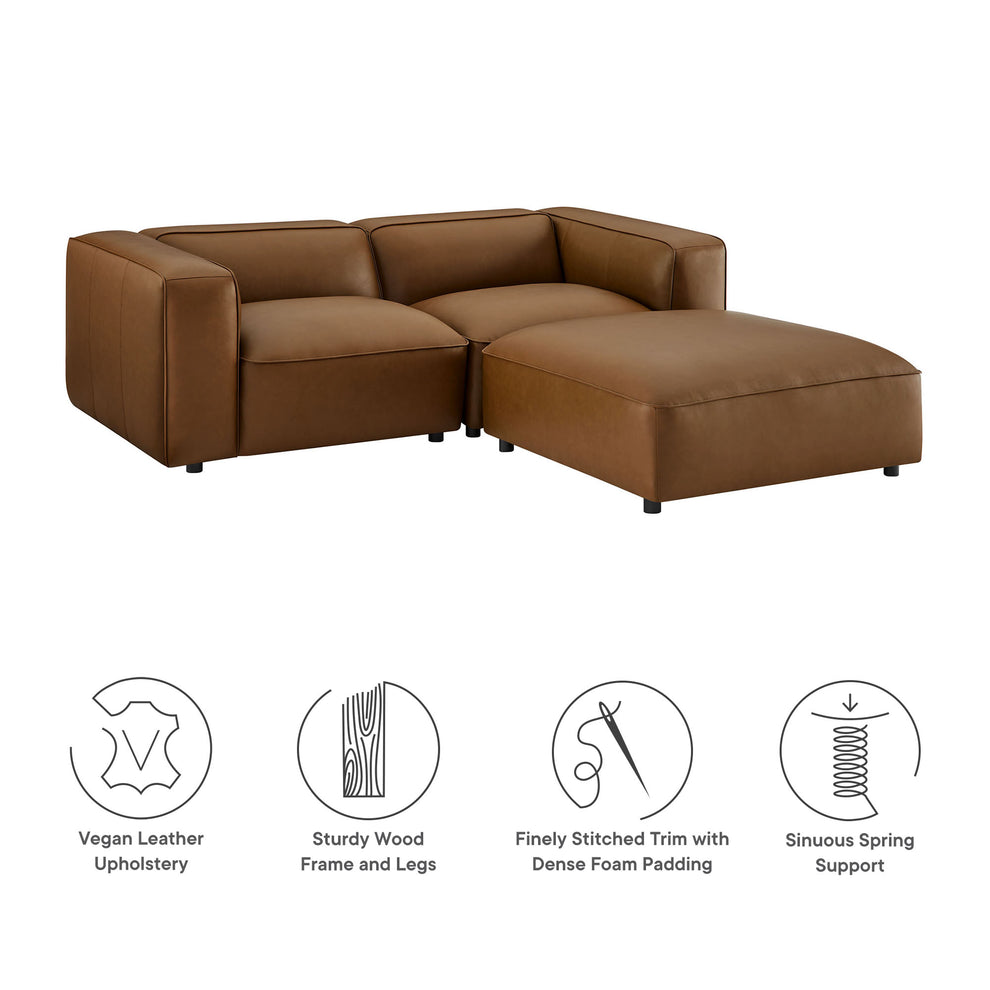 Auren 3-Piece Upholstered Vegan Leather Modular Loveseat with Ottoman by Modway | Sofa Set | Modishstore - 13