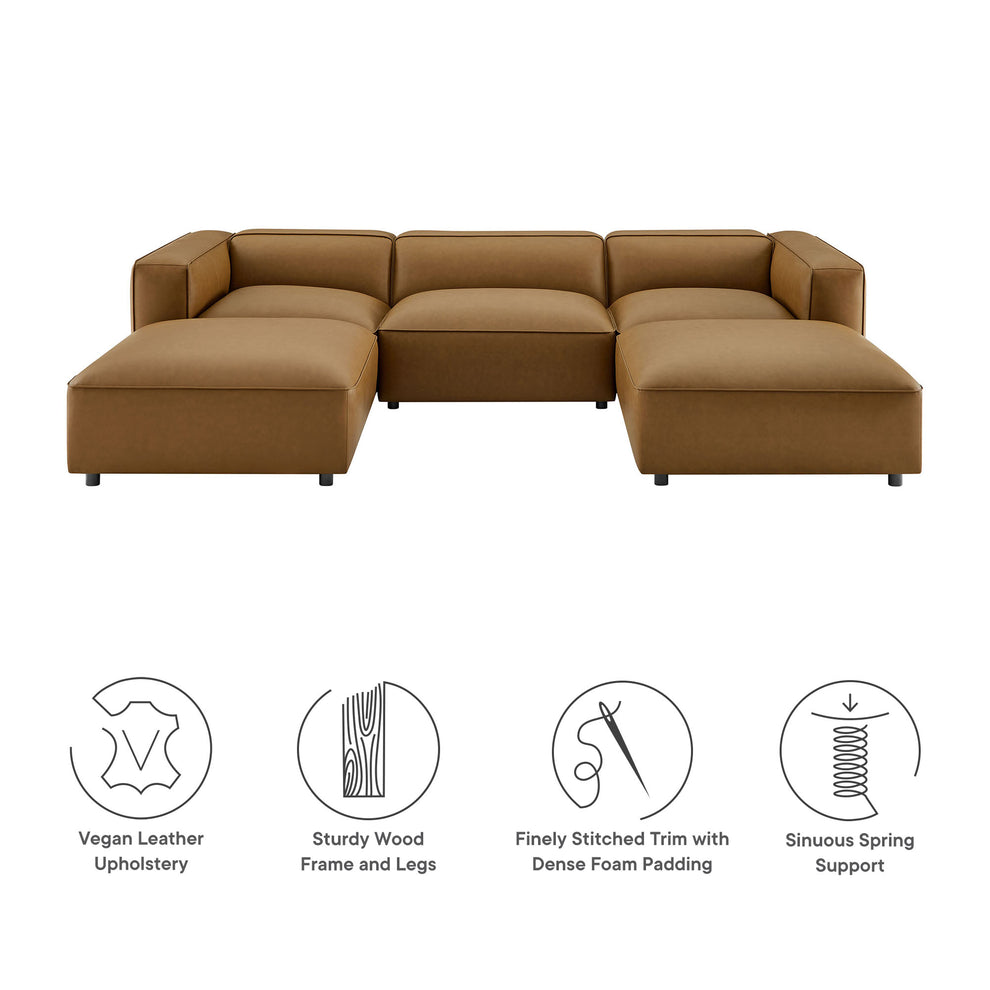 Auren 5-Piece Upholstered Vegan Leather Modular U-Shaped Sofa by Modway | Sofa Set | Modishstore - 5
