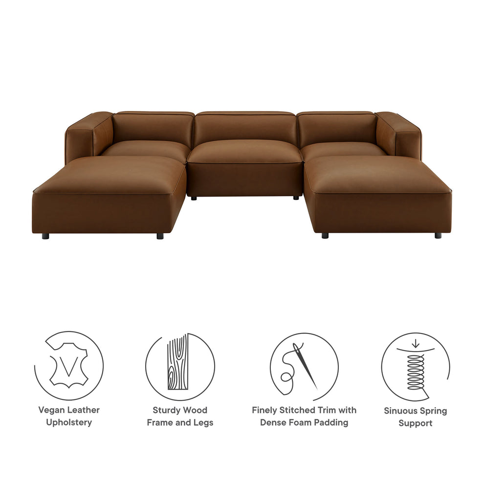 Auren 5-Piece Upholstered Vegan Leather Modular U-Shaped Sofa by Modway | Sofa Set | Modishstore - 14