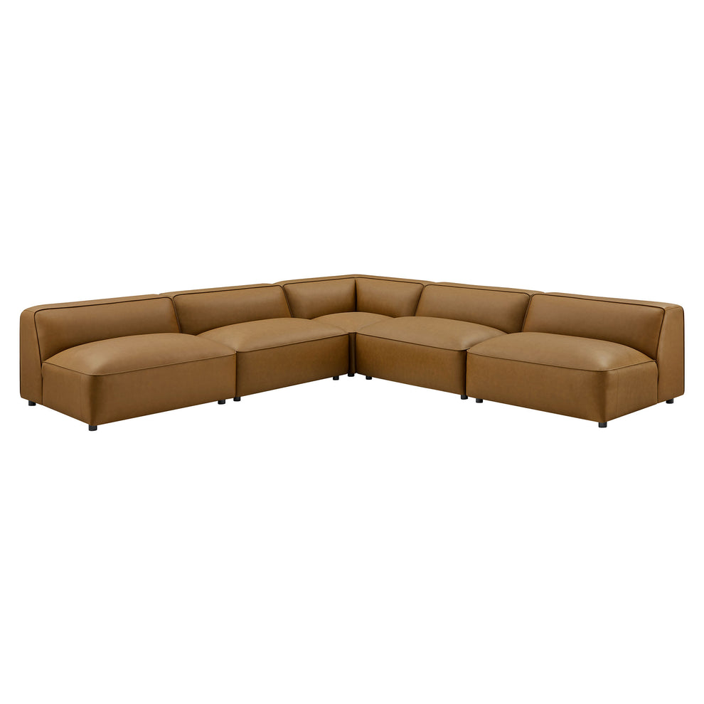Auren 5-Piece Upholstered Armless L-Shaped Vegan Leather Modular Sofa by Modway | Sofa Set | Modishstore - 2