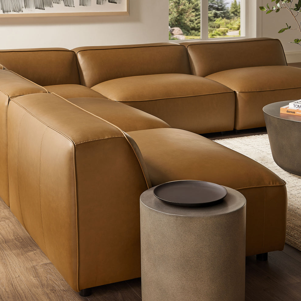 Auren 5-Piece Upholstered Armless L-Shaped Vegan Leather Modular Sofa by Modway | Sofa Set | Modishstore - 4