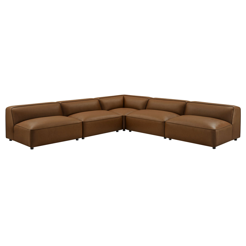 Auren 5-Piece Upholstered Armless L-Shaped Vegan Leather Modular Sofa by Modway | Sofa Set | Modishstore - 8