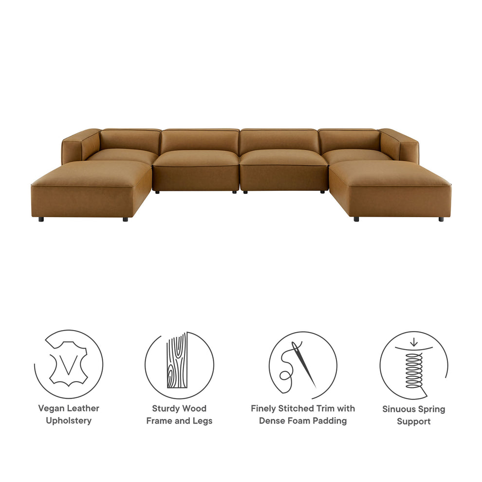 Auren 6-Piece Upholstered Vegan Leather Modular Sofa by Modway | Sofa Set | Modishstore - 5