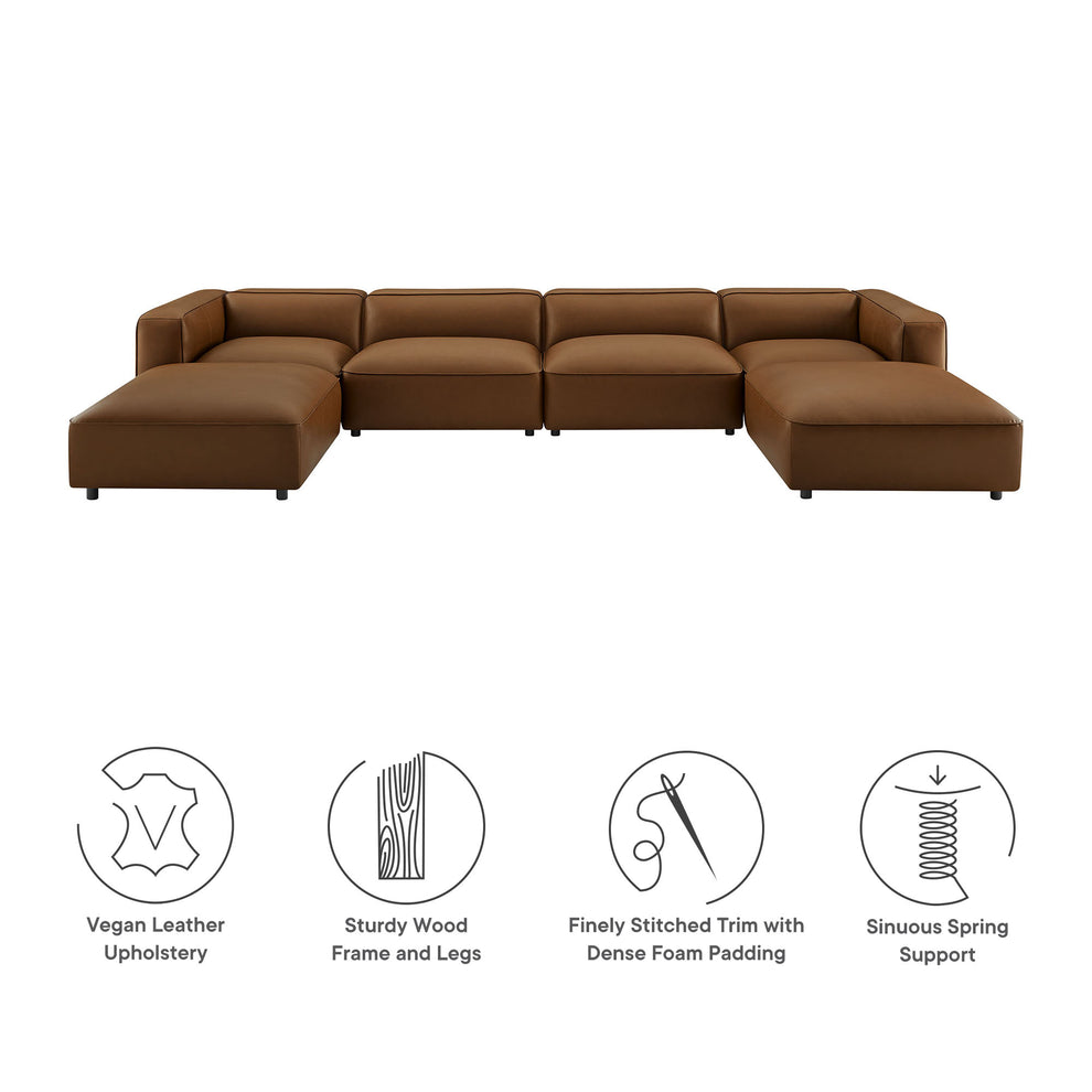 Auren 6-Piece Upholstered Vegan Leather Modular Sofa by Modway | Sofa Set | Modishstore - 14
