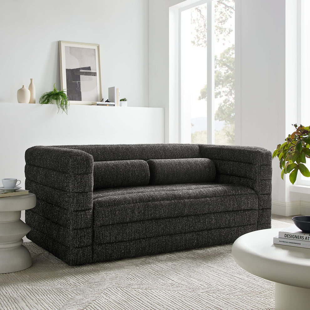 Relle Channel Tufted Boucle Upholstered Loveseat by Modway | Loveseats | Modishstore - 1