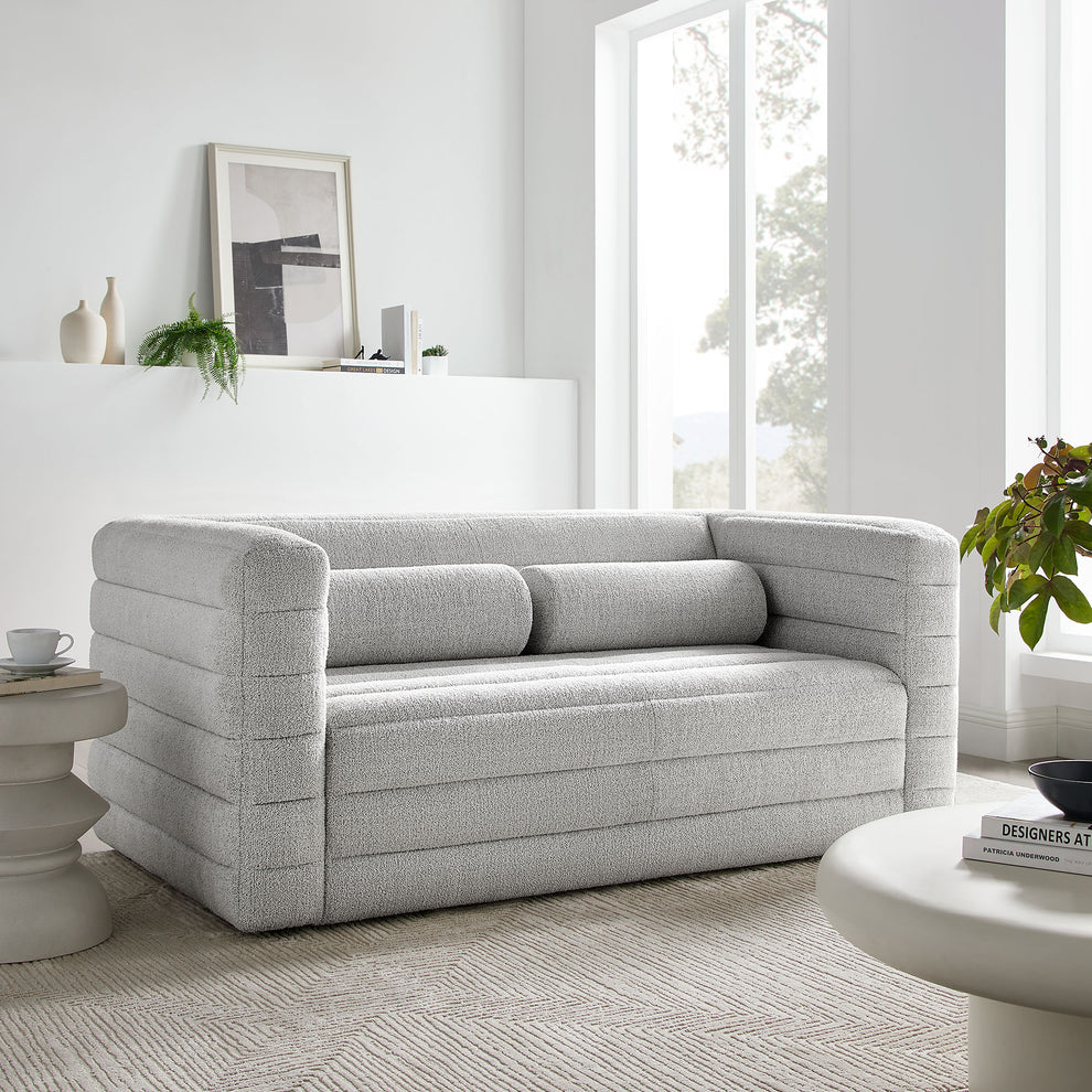 Relle Channel Tufted Boucle Upholstered Loveseat by Modway | Loveseats | Modishstore - 16