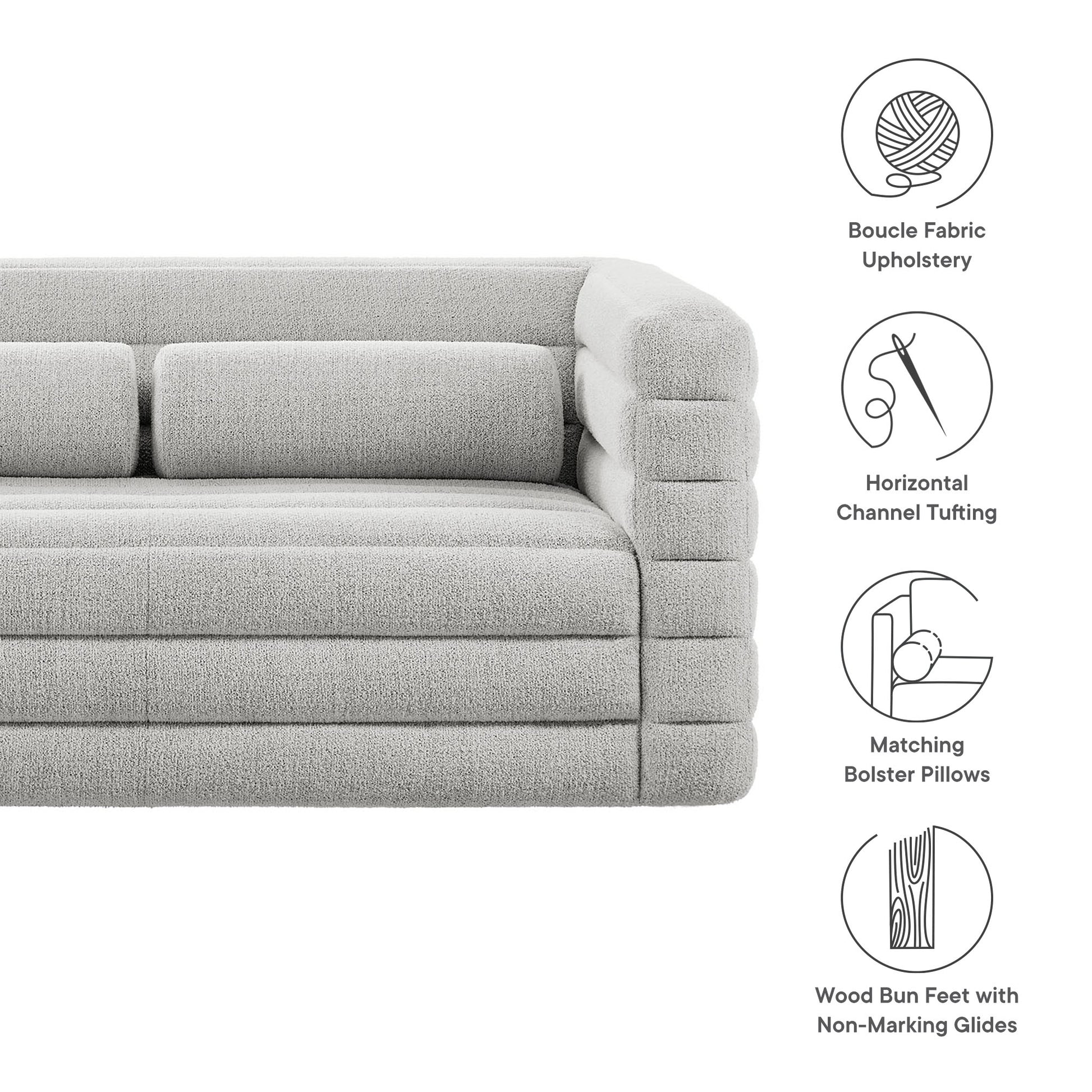 Relle Channel Tufted Boucle Upholstered Loveseat by Modway | Loveseats | Modishstore - 17