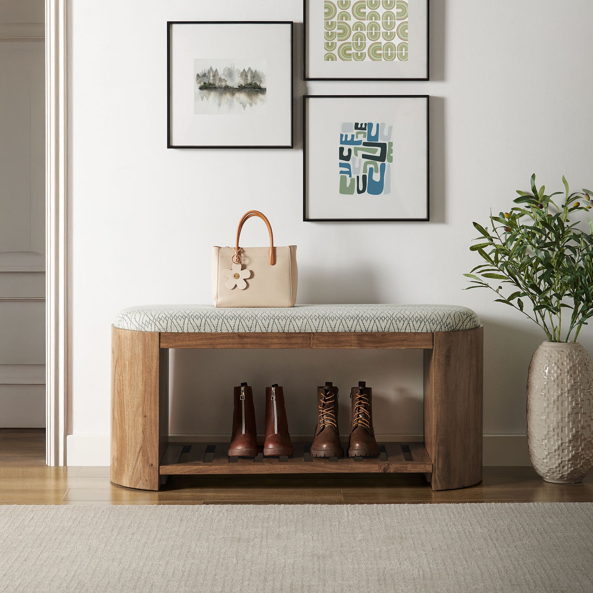 Ashby 45" Geometric Upholstered Bench by Modway | Benches | Modishstore - 1