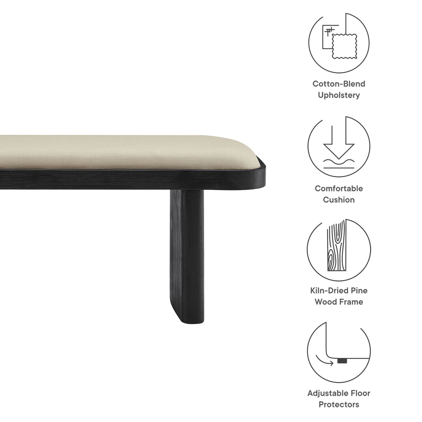Iver 43" Upholstered Wood Accent Bench by Modway | Benches | Modishstore - 7