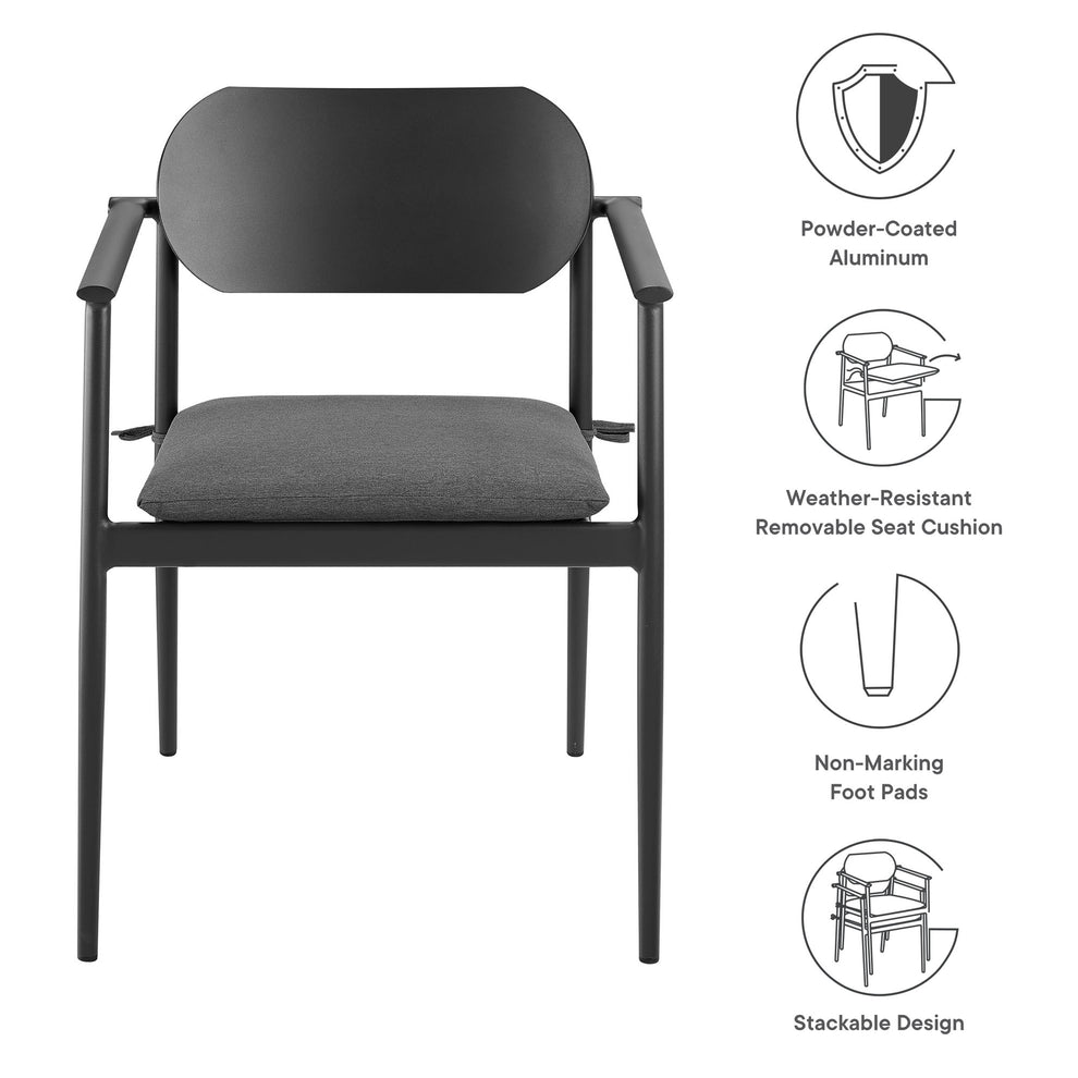 Aeris Stackable Outdoor Patio Aluminum Dining Armchair Set of 2 by Modway | Armchairs | Modishstore - 2