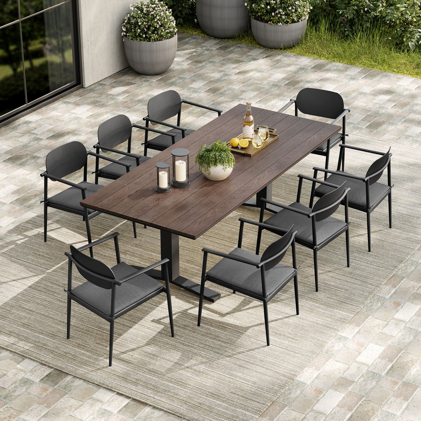 Aeris 9-Piece Outdoor Patio Aluminum Dining Set by Modway | Dining Sets | Modishstore - 5
