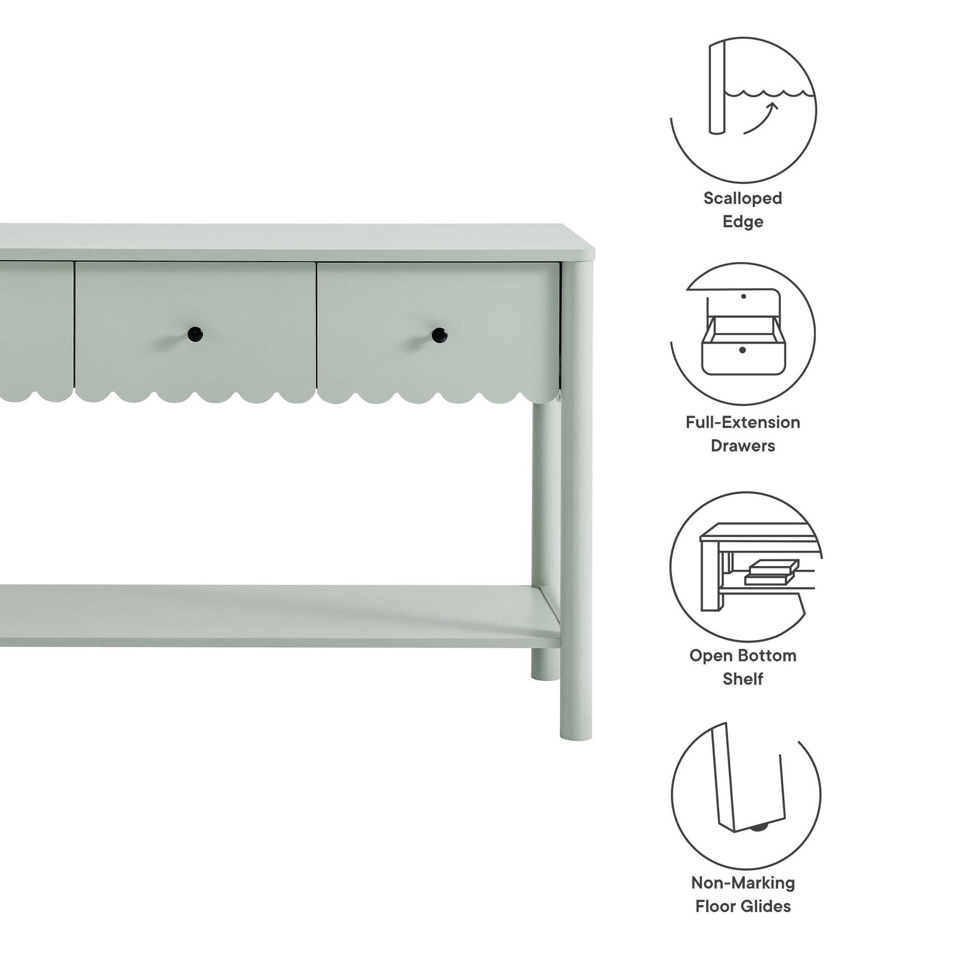 Emmeline 3-Drawer Scalloped Console Table by Modway | Console Tables | Modishstore - 15