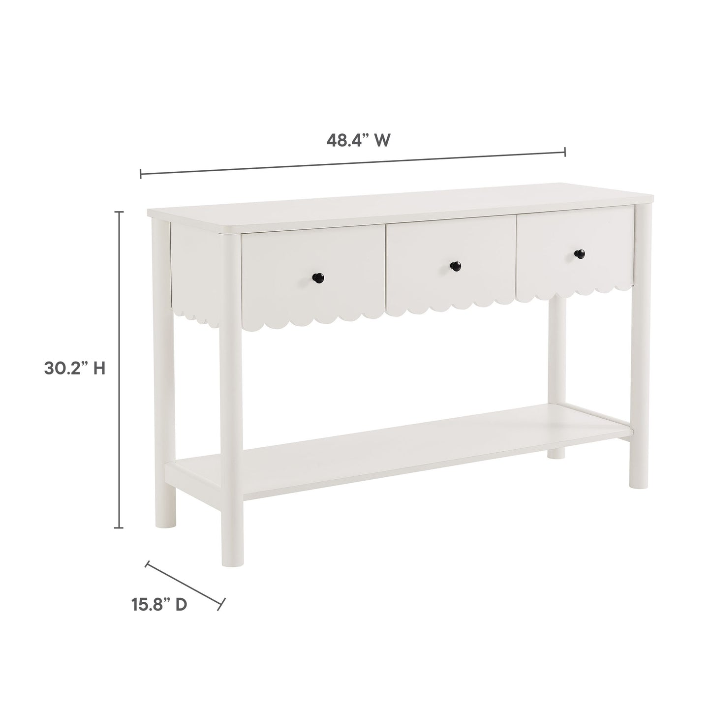 Emmeline 3-Drawer Scalloped Console Table by Modway | Console Tables | Modishstore - 24