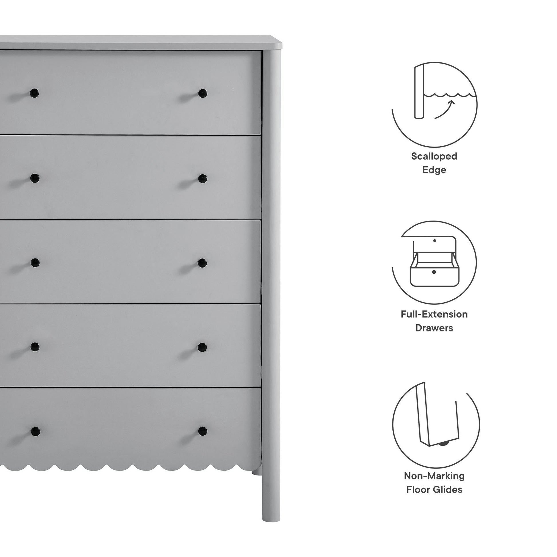 Emmeline Scalloped 5-Drawer Chest by Modway | Drawers | Modishstore - 7