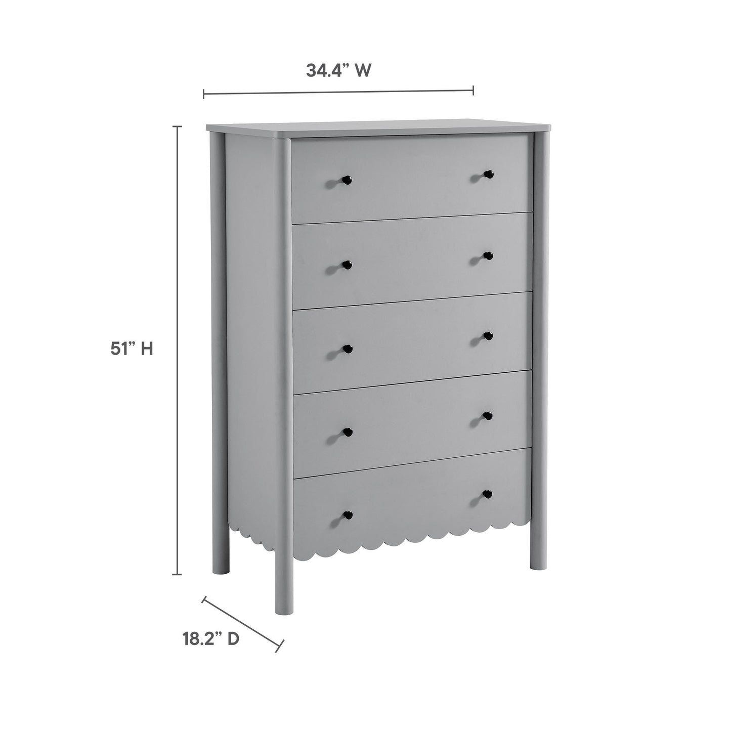 Emmeline Scalloped 5-Drawer Chest by Modway | Drawers | Modishstore - 8