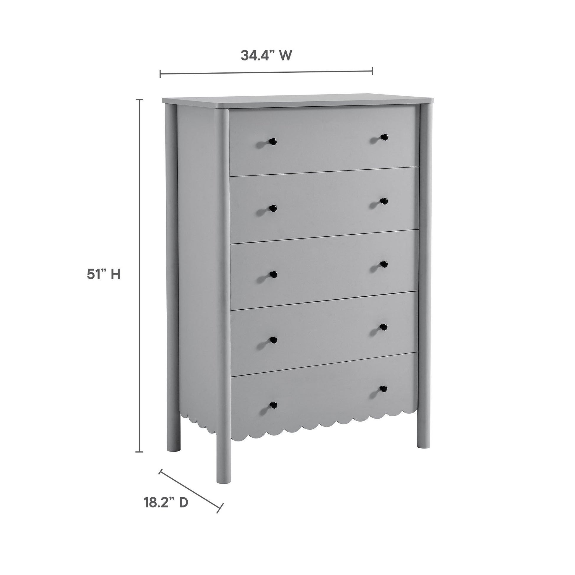 Emmeline Scalloped 5-Drawer Chest by Modway | Drawers | Modishstore - 8