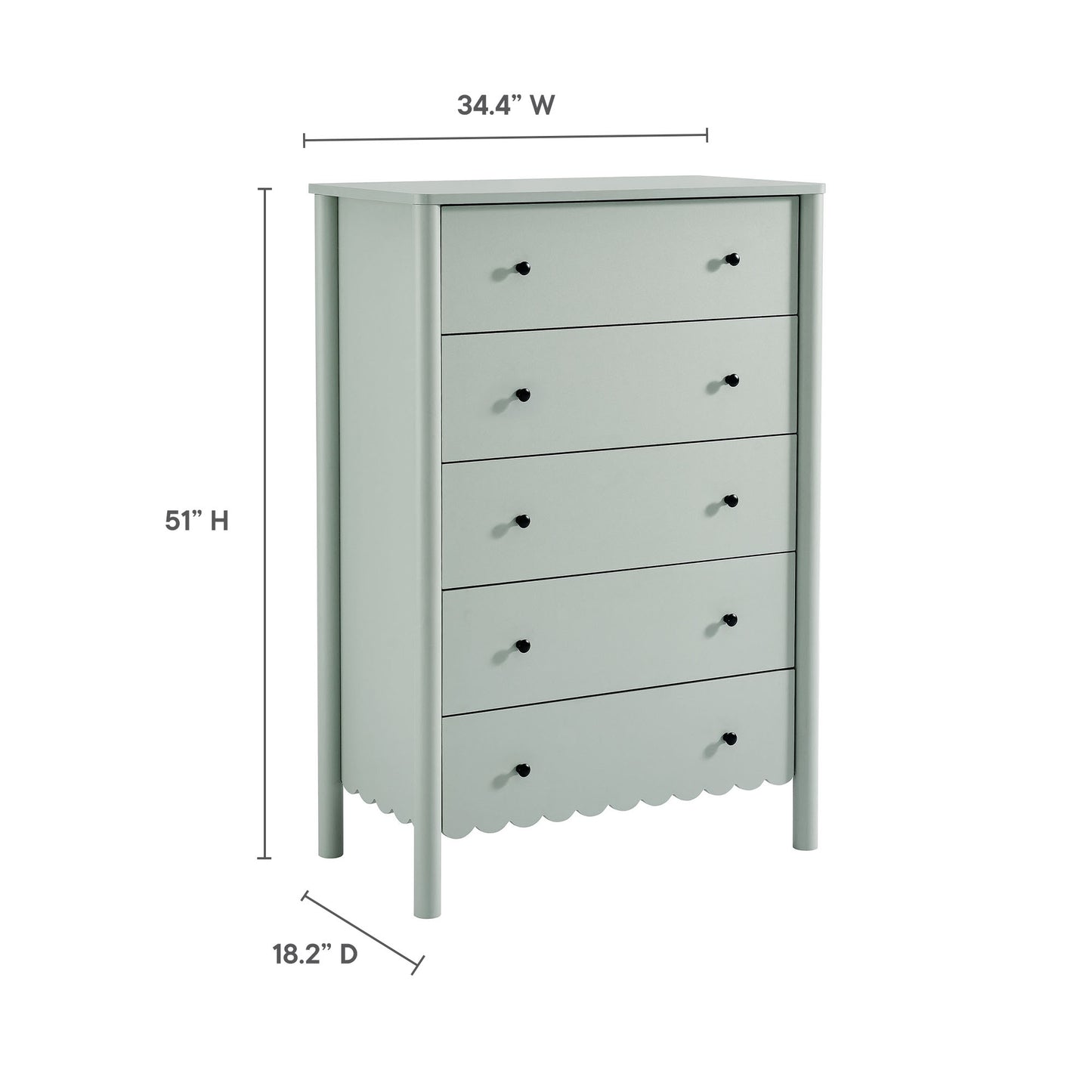 Emmeline Scalloped 5-Drawer Chest by Modway | Drawers | Modishstore - 16
