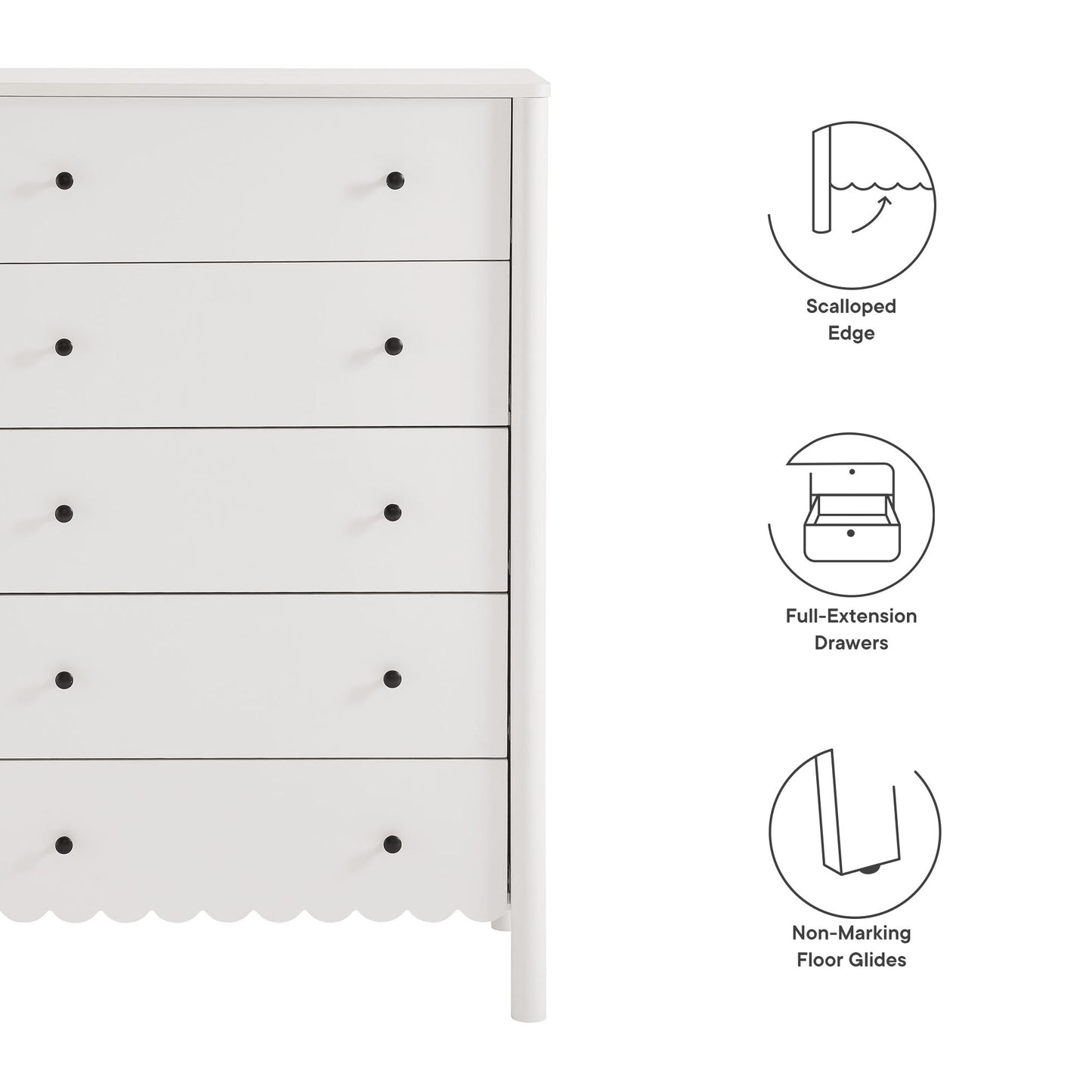 Emmeline Scalloped 5-Drawer Chest by Modway | Drawers | Modishstore - 23
