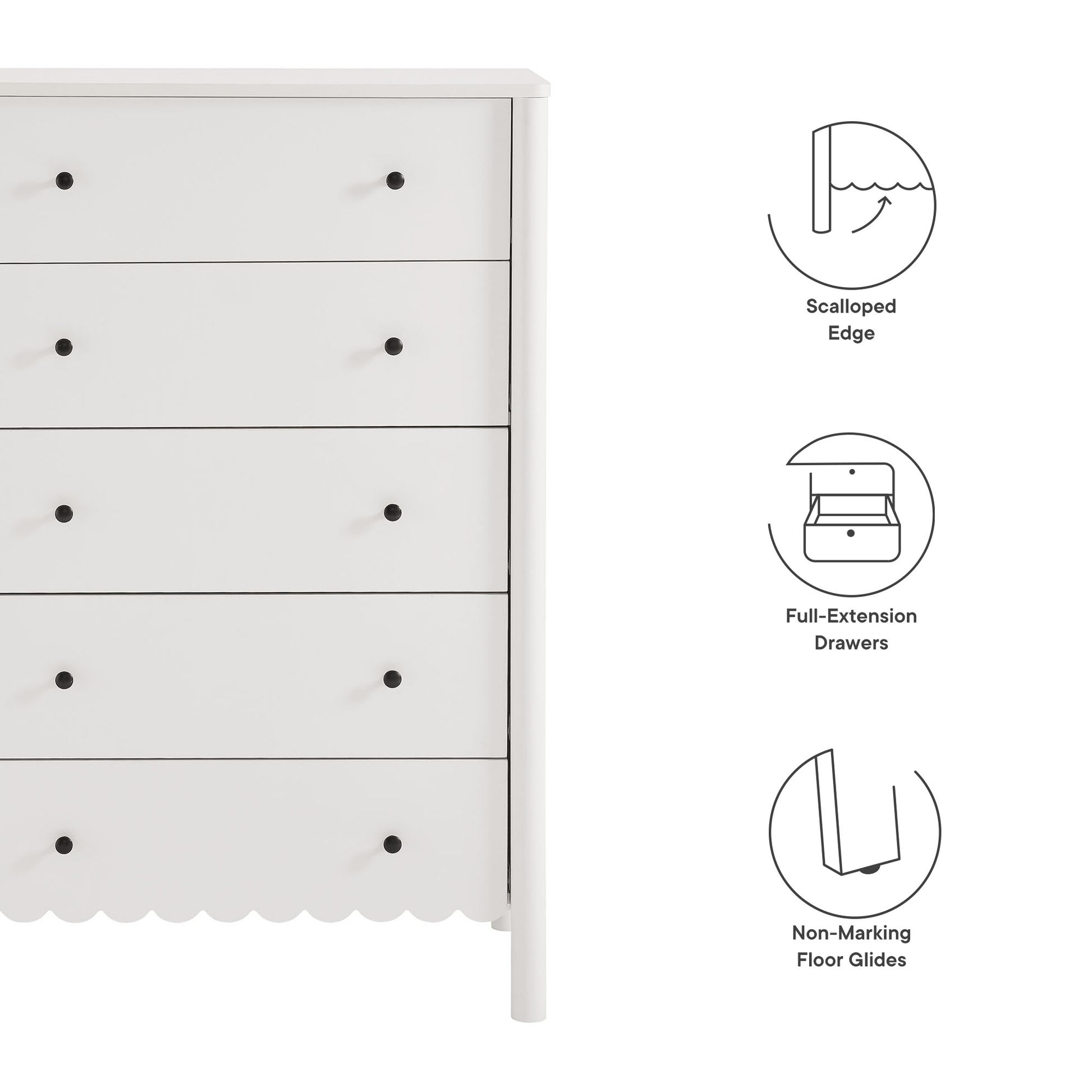 Emmeline Scalloped 5-Drawer Chest by Modway | Drawers | Modishstore - 23