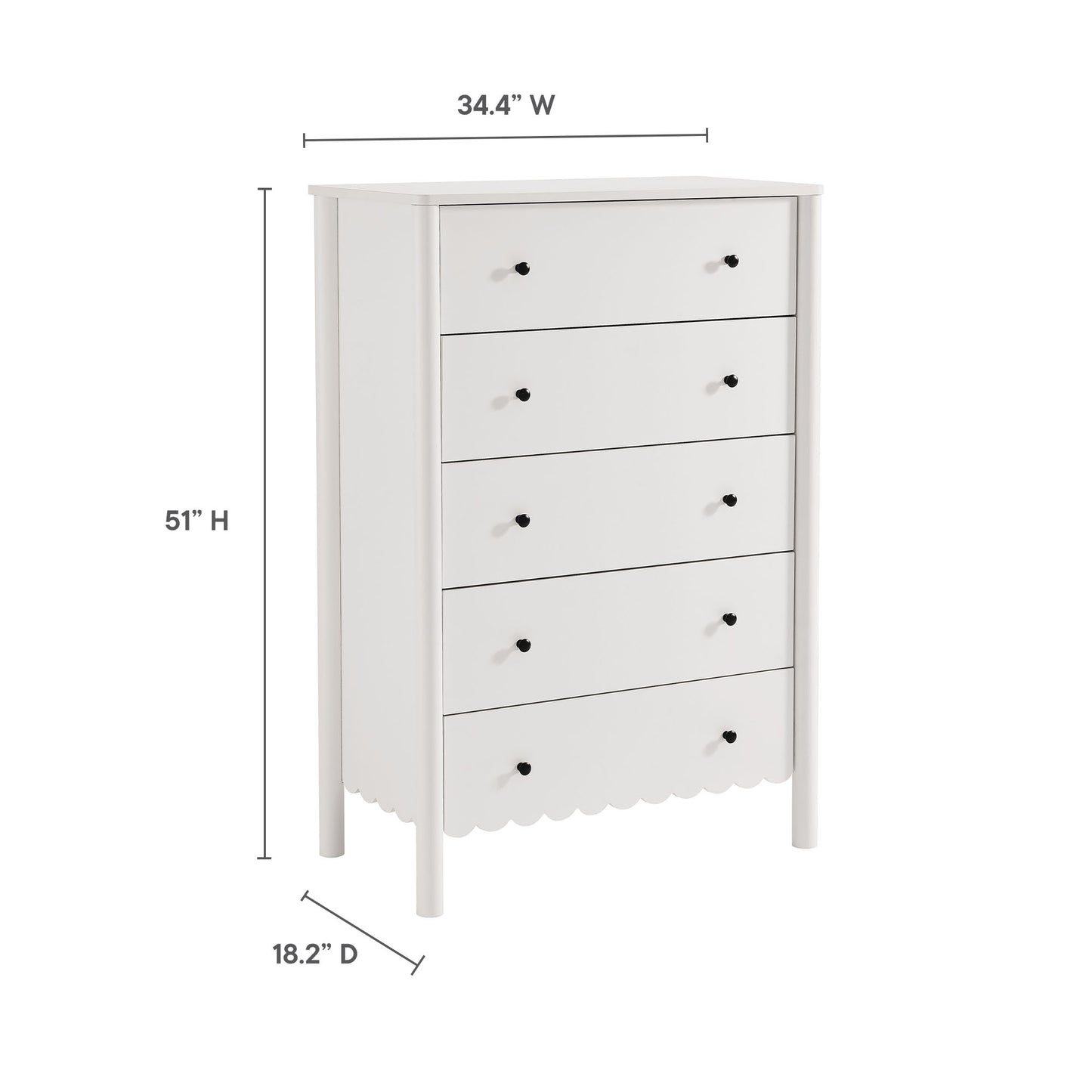 Emmeline Scalloped 5-Drawer Chest by Modway | Drawers | Modishstore - 24