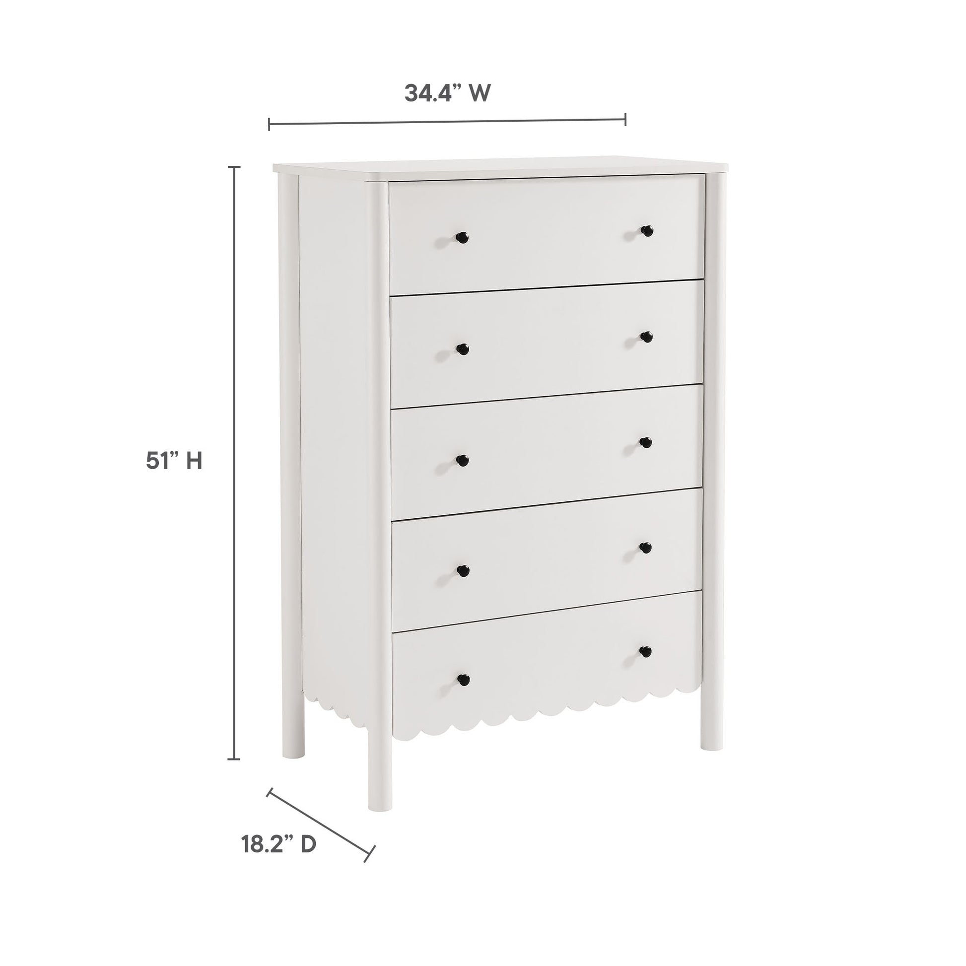 Emmeline Scalloped 5-Drawer Chest by Modway | Drawers | Modishstore - 24