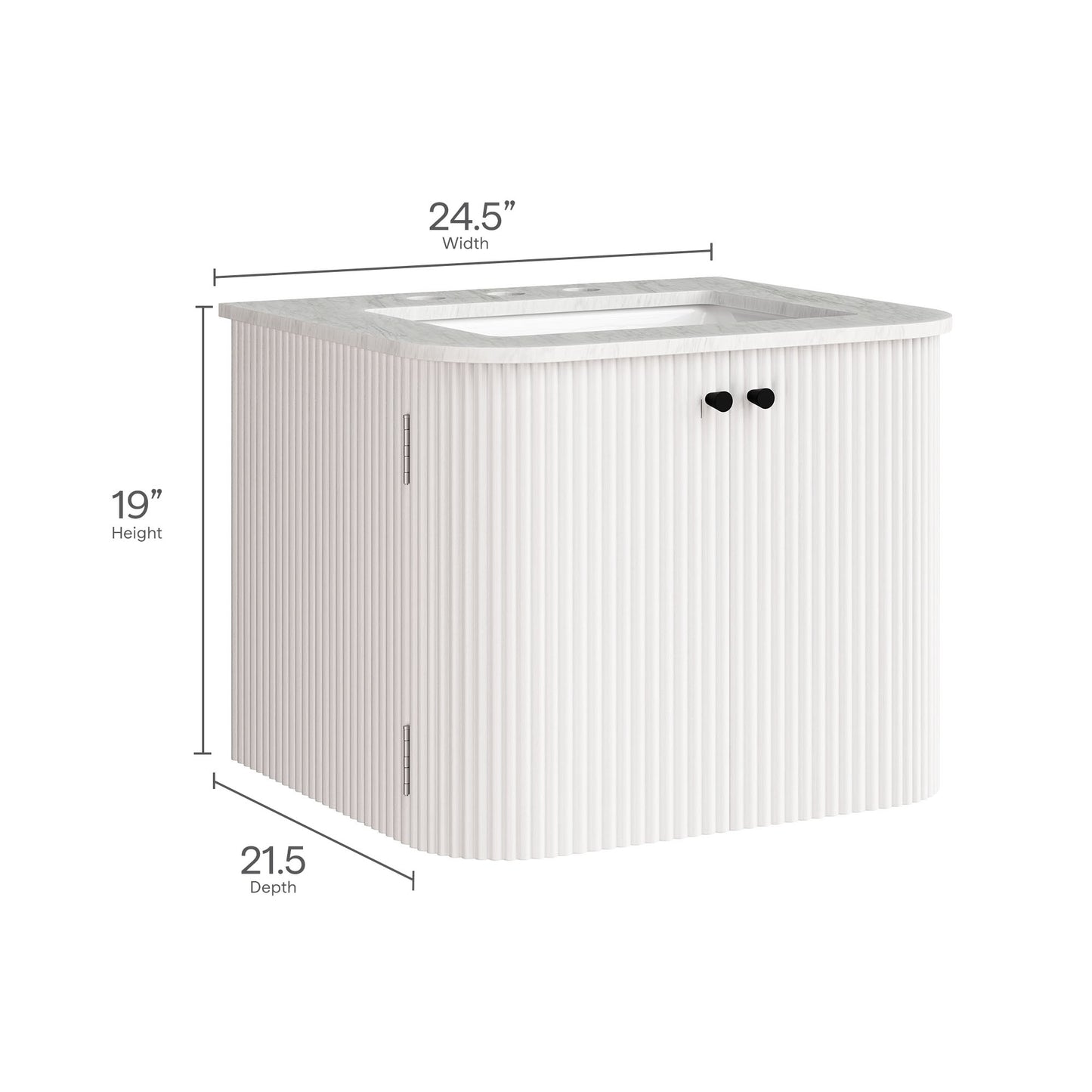 Zia 24" Wall-Mount Bathroom Vanity with Marble Sink by Modway | Bathroom Accessories | Modishstore - 11