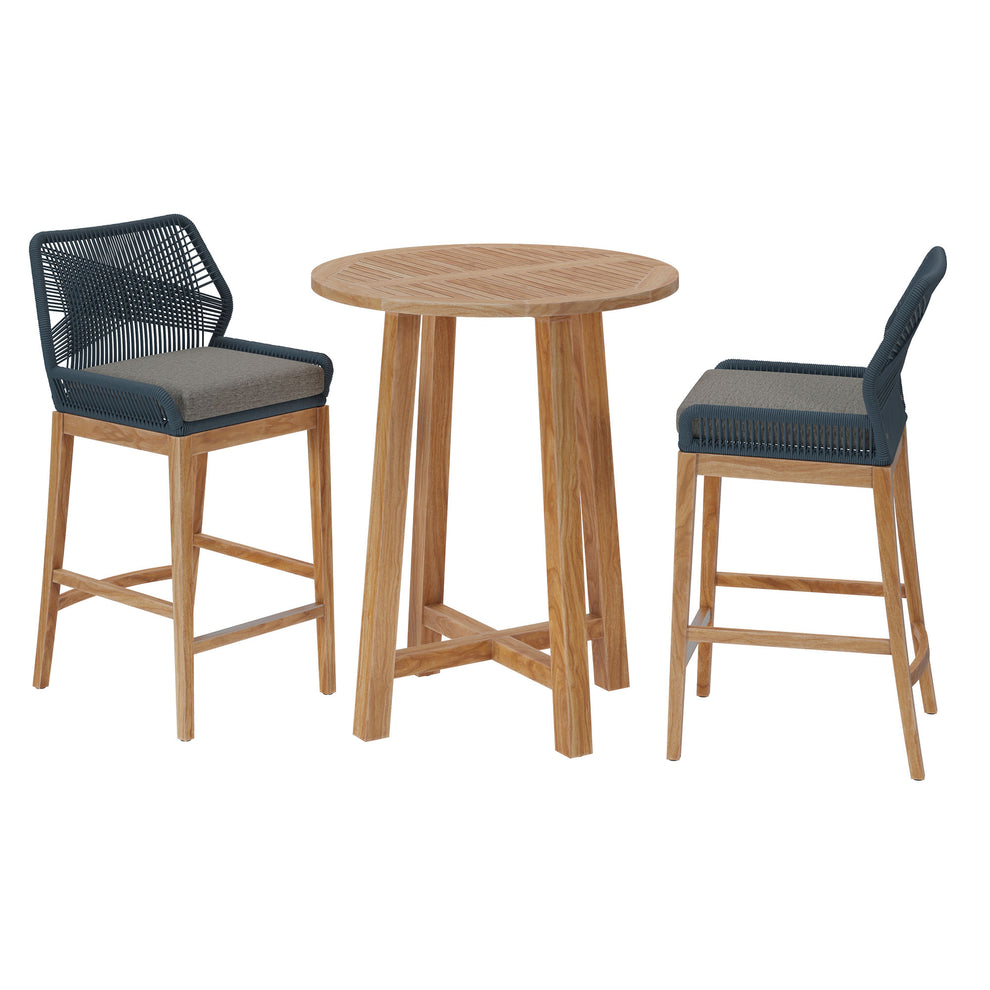 Wellspring 3-Piece Outdoor Patio Teak Wood Bar Set by Modway | Dining Sets | Modishstore - 2