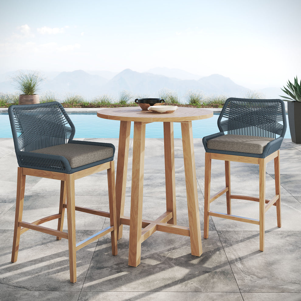 Wellspring 3-Piece Outdoor Patio Teak Wood Bar Set by Modway | Dining Sets | Modishstore - 1