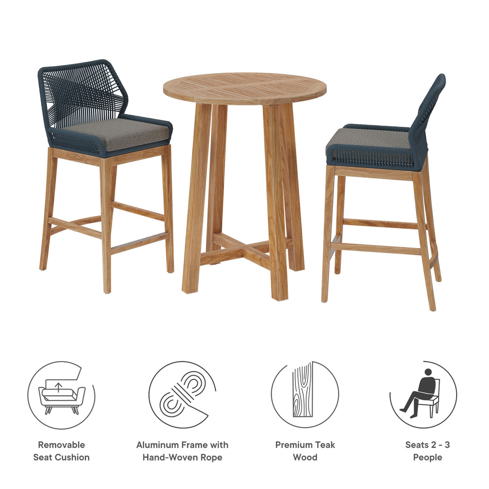 Wellspring 3-Piece Outdoor Patio Teak Wood Bar Set by Modway | Dining Sets | Modishstore - 4