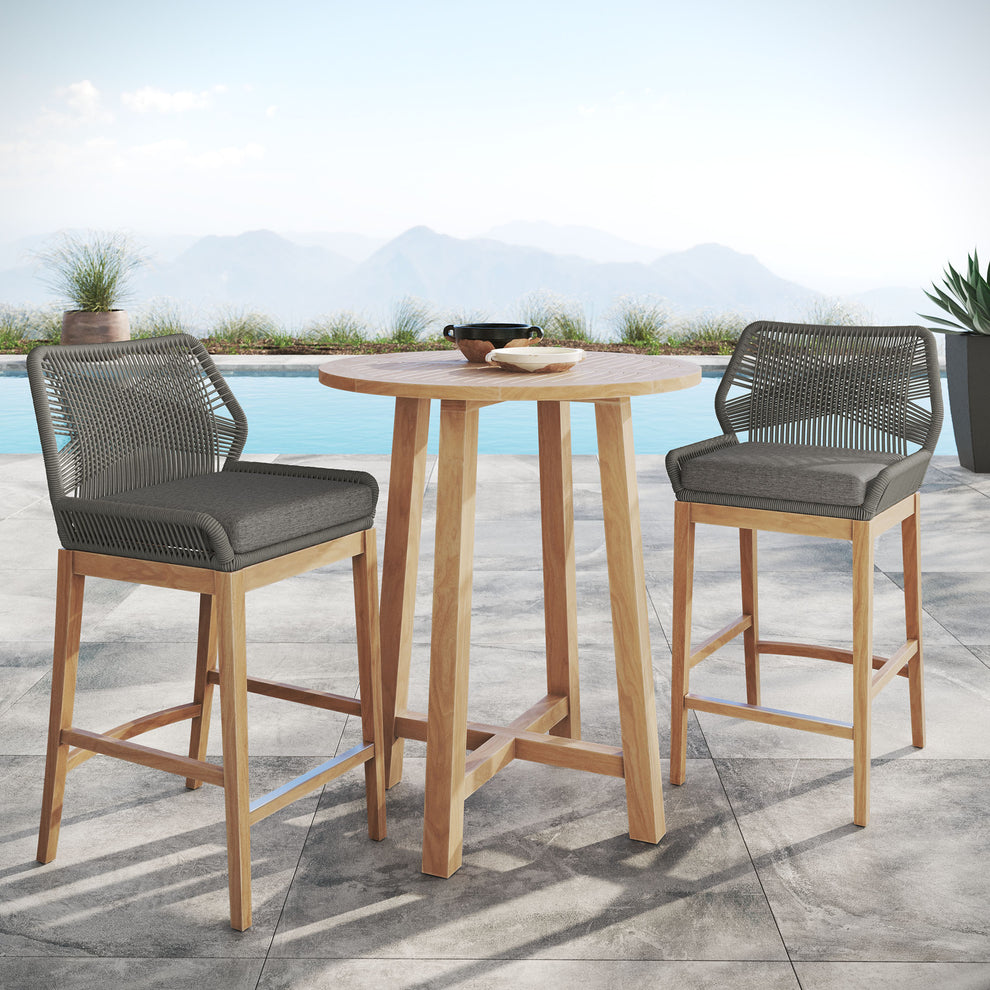 Wellspring 3-Piece Outdoor Patio Teak Wood Bar Set by Modway | Dining Sets | Modishstore - 9