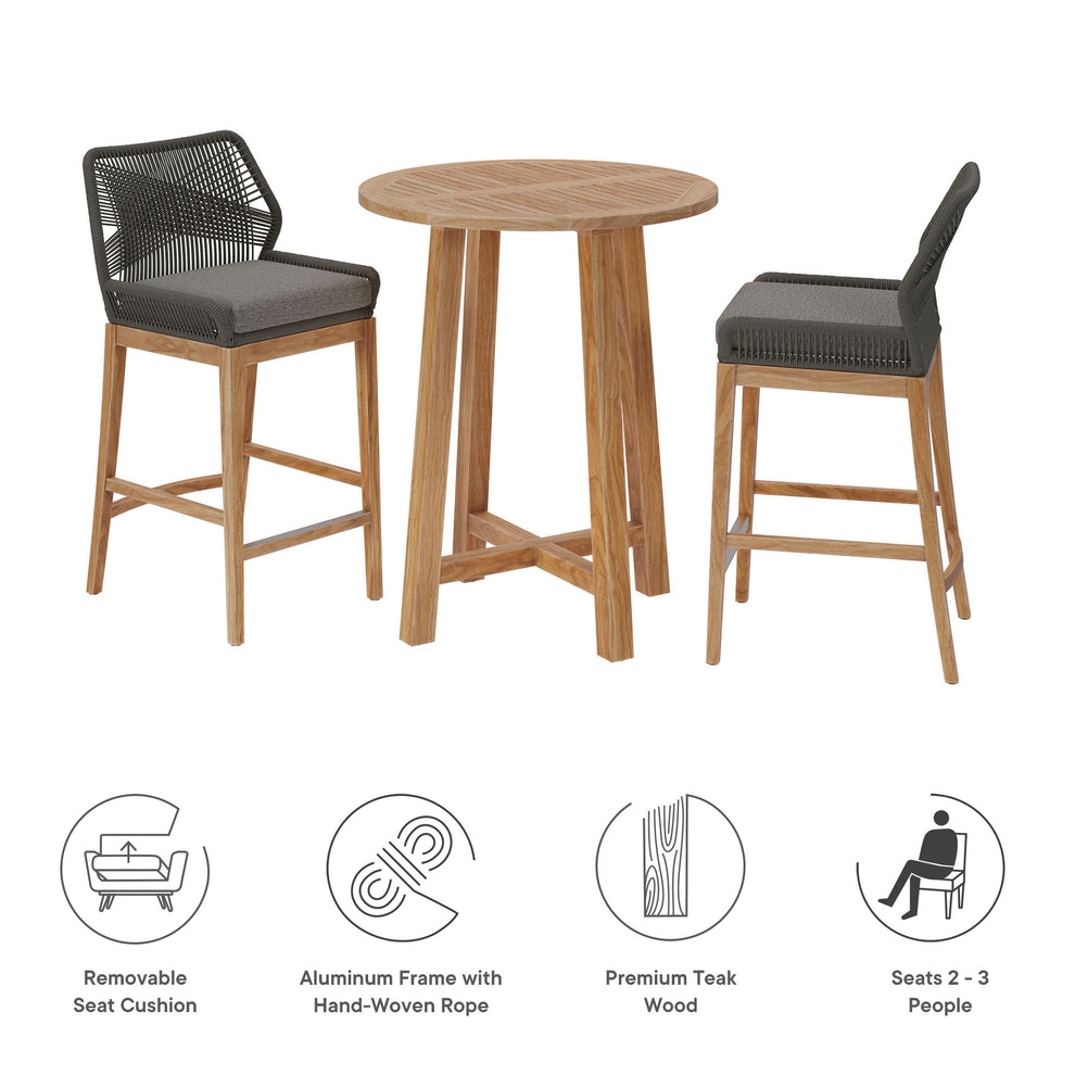 Wellspring 3-Piece Outdoor Patio Teak Wood Bar Set by Modway | Dining Sets | Modishstore - 10