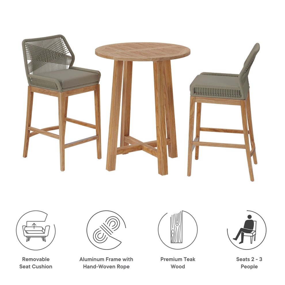 Wellspring 3-Piece Outdoor Patio Teak Wood Bar Set by Modway | Dining Sets | Modishstore - 16