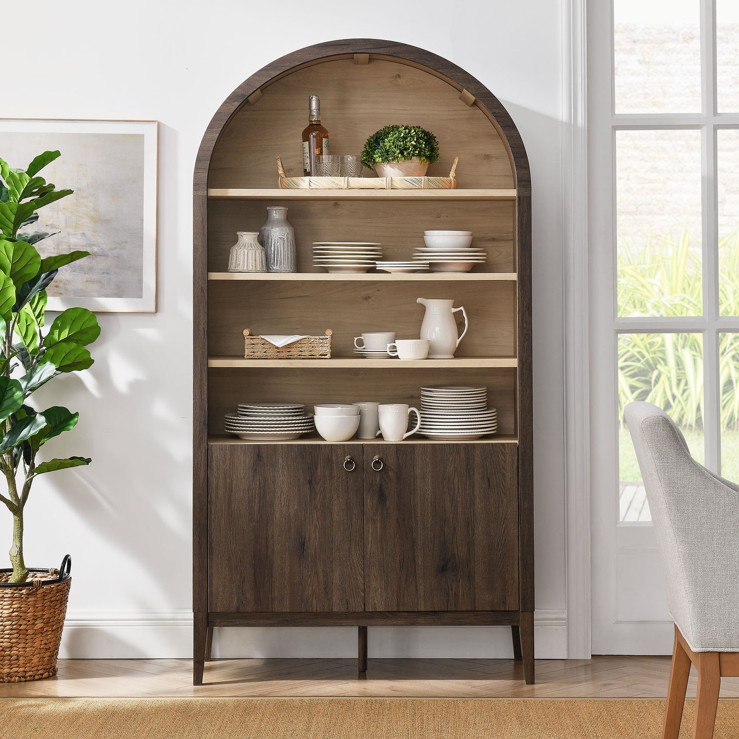 Nolan 74" Tall Wide Arched Storage Display Cabinet Bookshelf by Modway | Cabinets | Modishstore - 38
