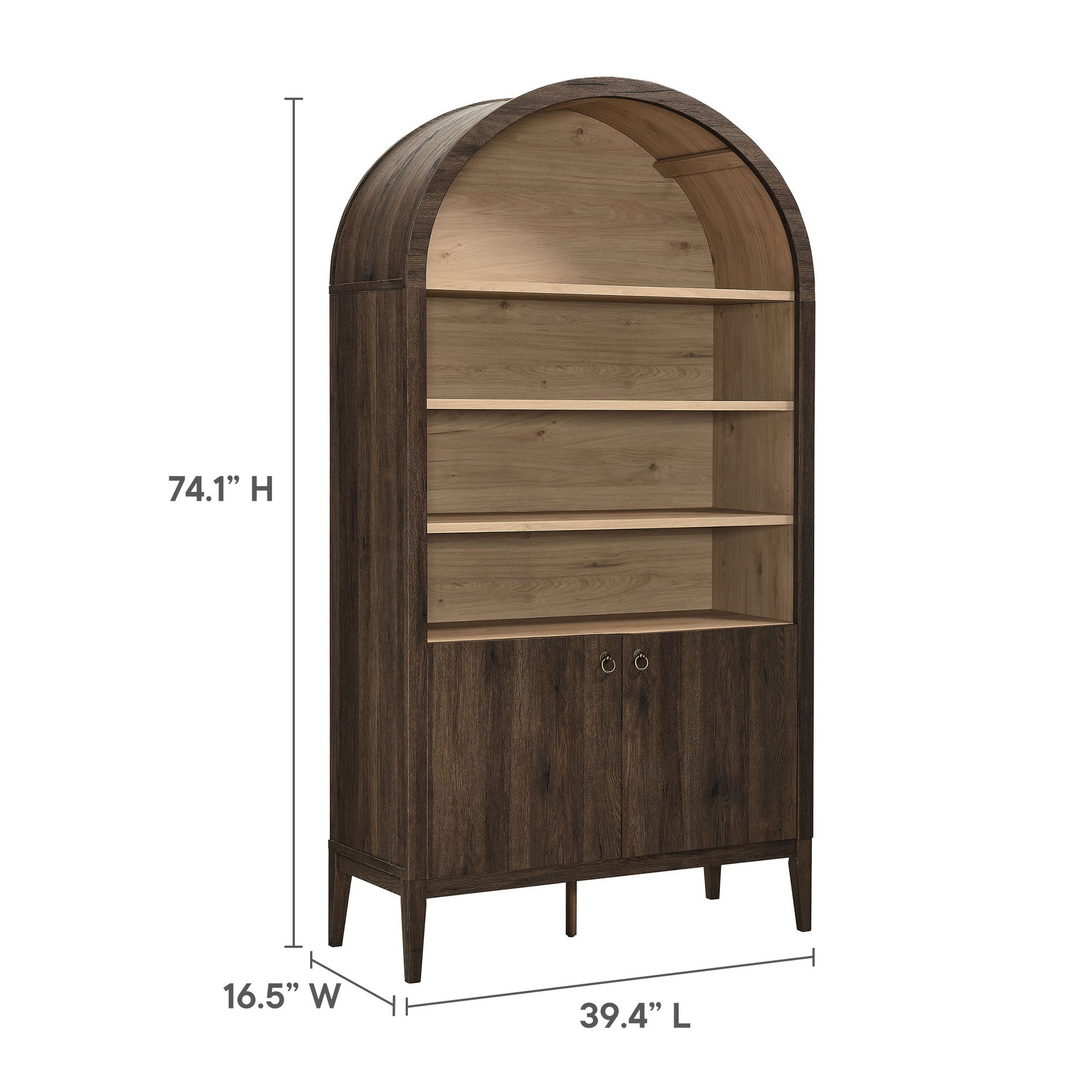 Nolan 74" Tall Wide Arched Storage Display Cabinet Bookshelf by Modway | Cabinets | Modishstore - 40