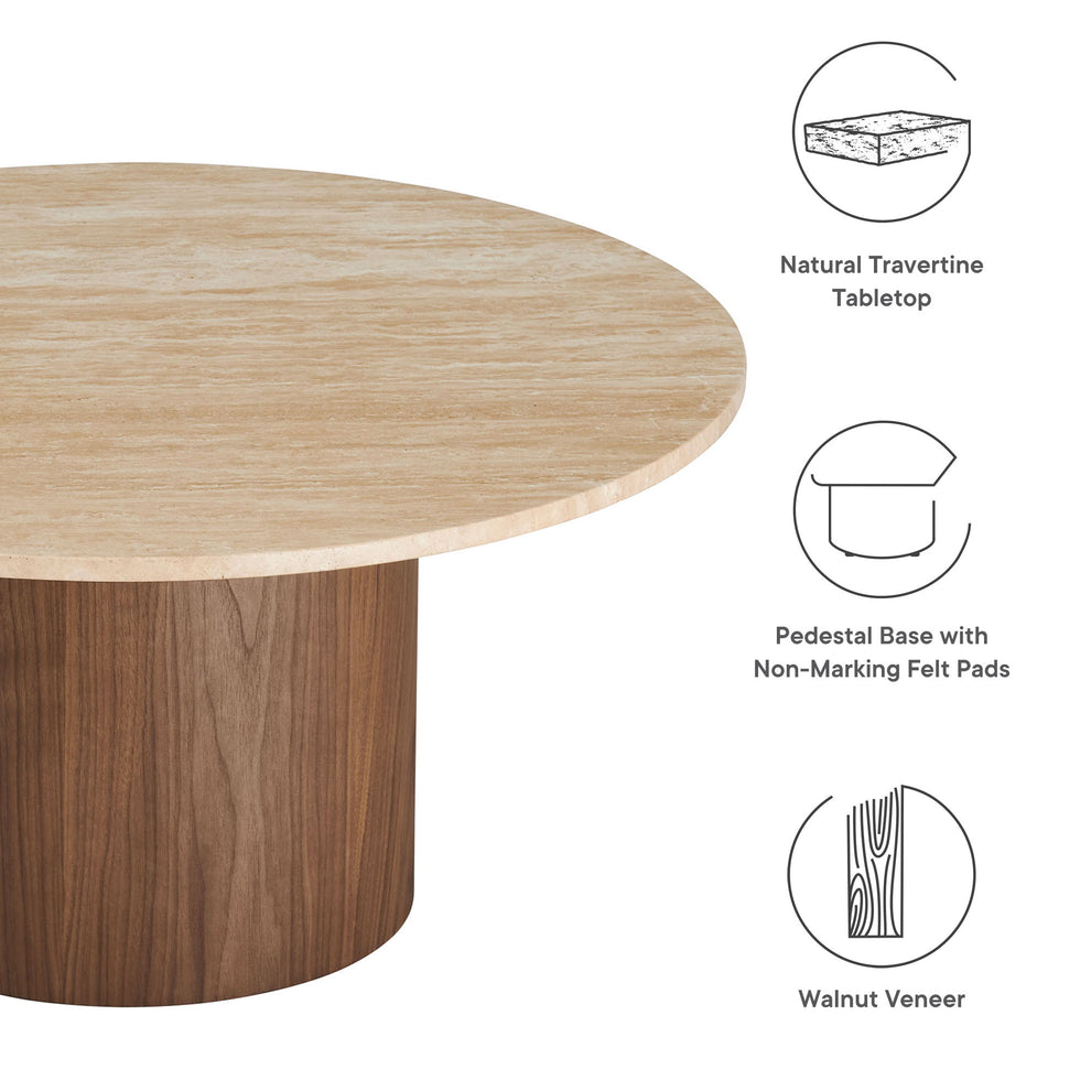 Kioni Round Travertine Coffee Table by Modway | Coffee Tables | Modishstore - 7