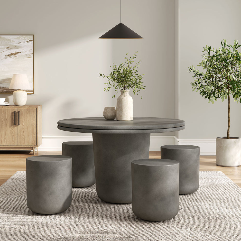 Brion Indoor - Outdoor Patio Concrete 5 Piece Dining Table Set by Modway | Dining Tables | Modishstore - 1
