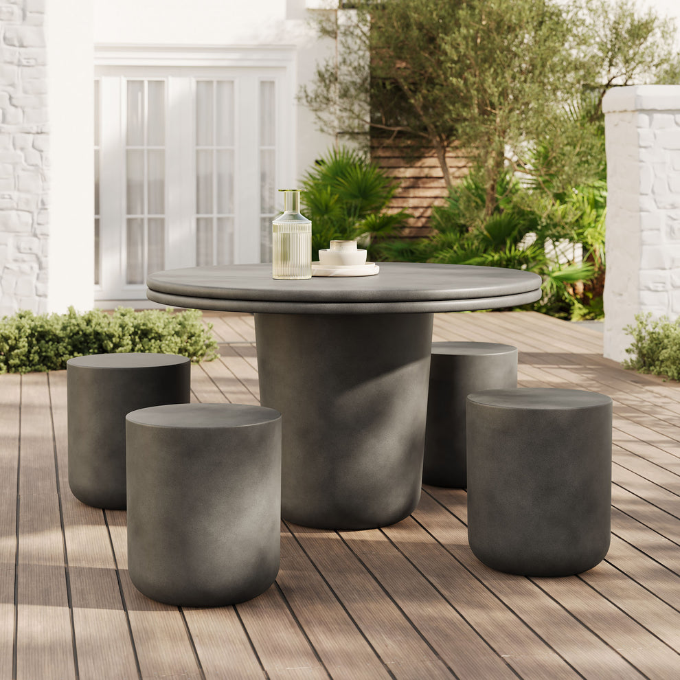 Brion Indoor - Outdoor Patio Concrete 5 Piece Dining Table Set by Modway | Dining Tables | Modishstore - 5
