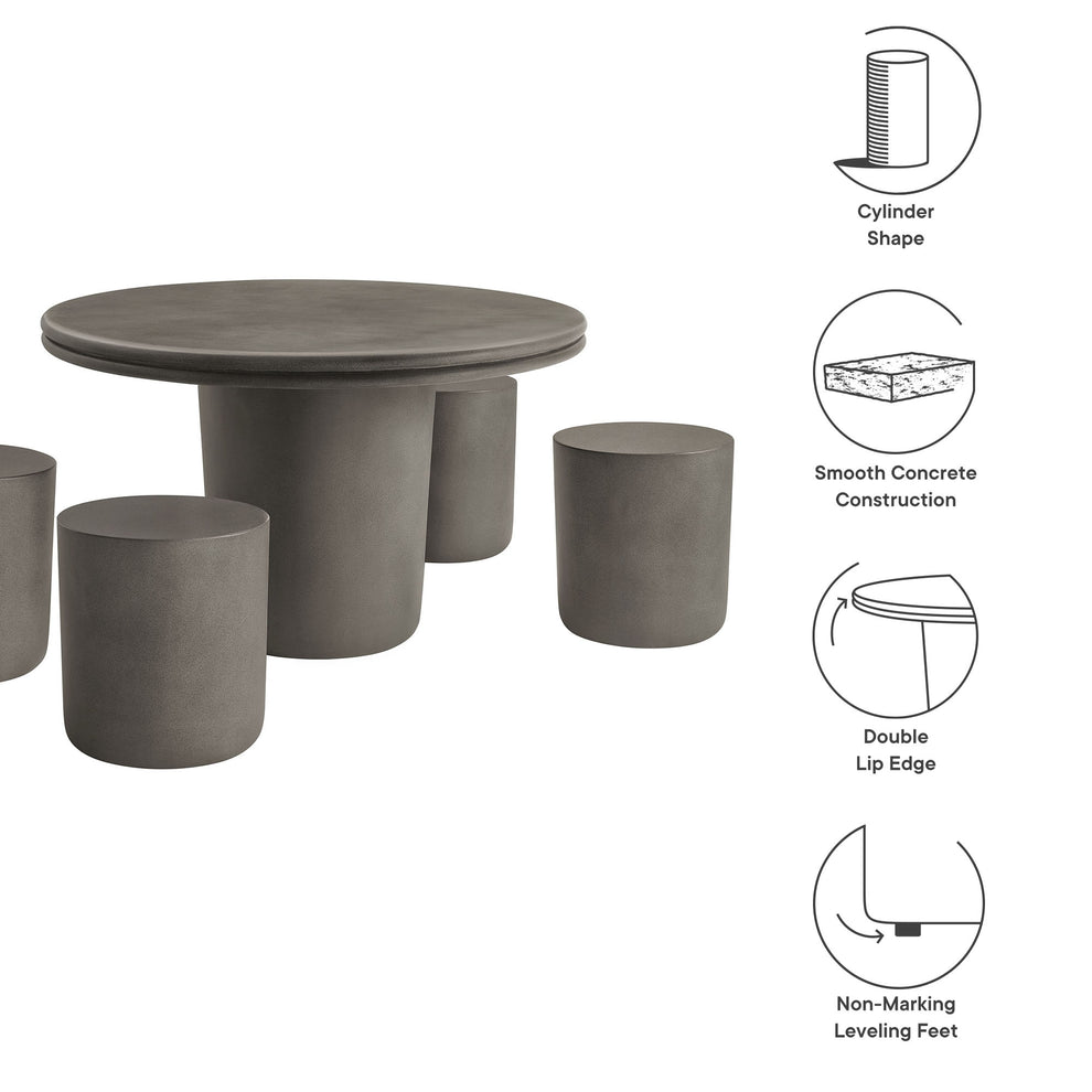 Brion Indoor - Outdoor Patio Concrete 5 Piece Dining Table Set by Modway | Dining Tables | Modishstore - 6