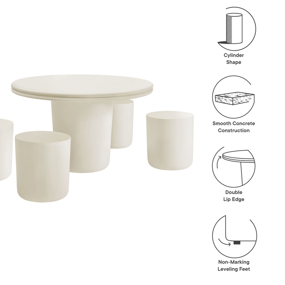 Brion Indoor - Outdoor Patio Concrete 5 Piece Dining Table Set by Modway | Dining Tables | Modishstore - 12