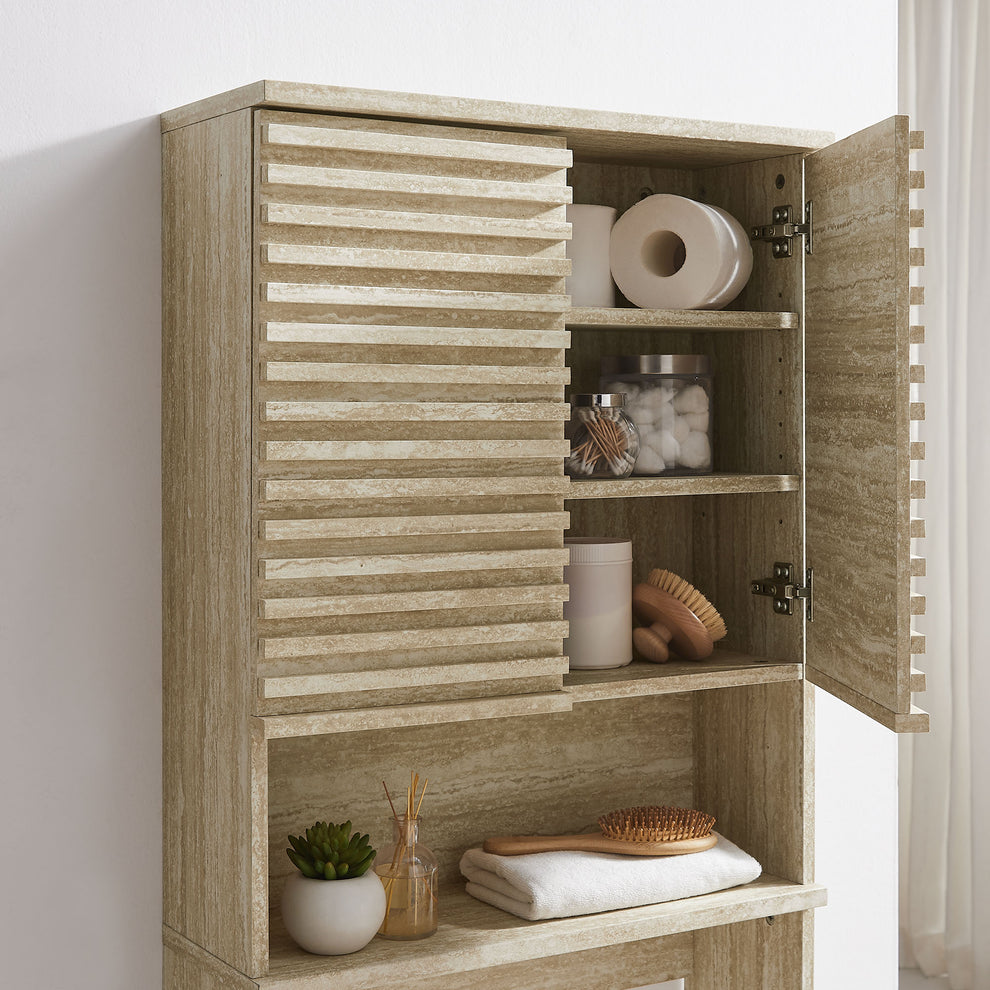 Render Over the Toilet Faux Travertine Bathroom Storage Cabinet by Modway | Bathroom Accessories | Modishstore - 7
