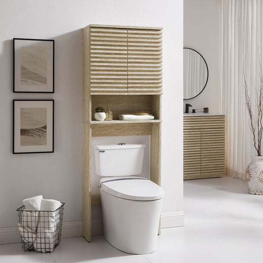 Render Over the Toilet Faux Travertine Bathroom Storage Cabinet by Modway | Bathroom Accessories | Modishstore - 1