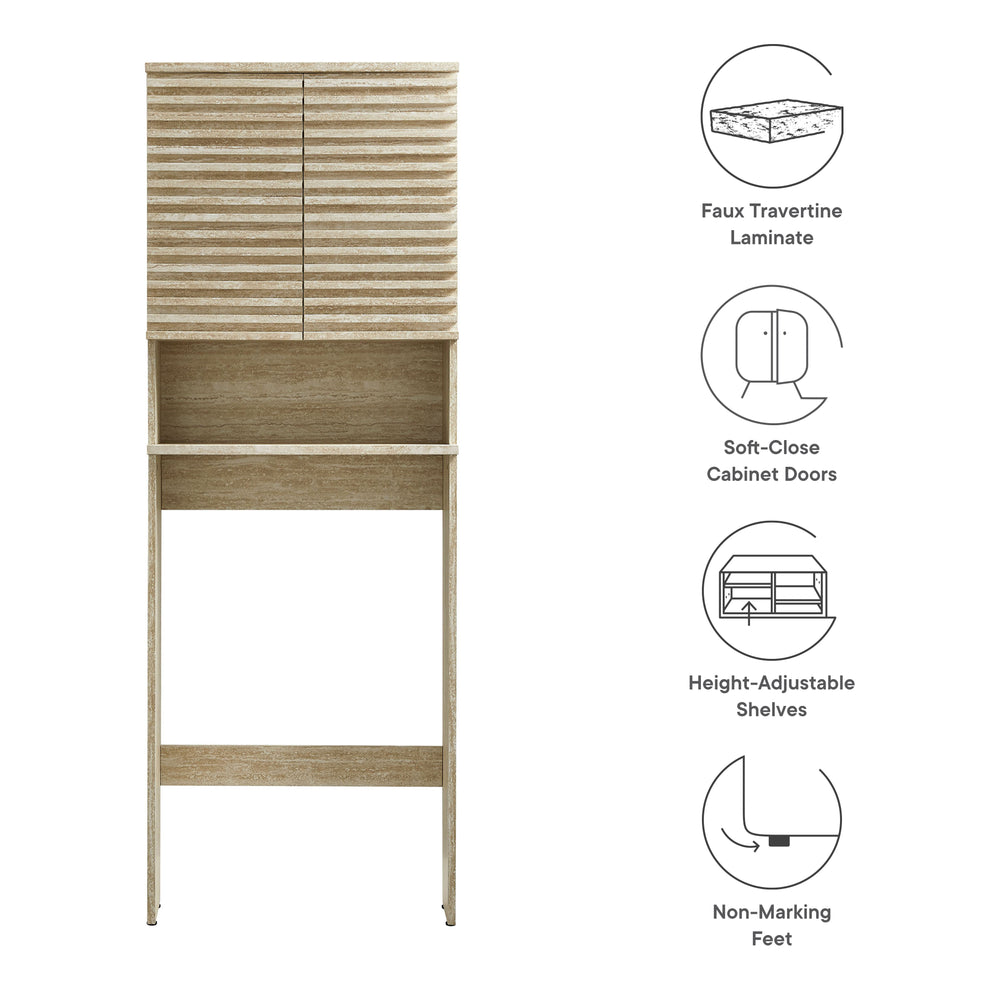 Render Over the Toilet Faux Travertine Bathroom Storage Cabinet by Modway | Bathroom Accessories | Modishstore - 8