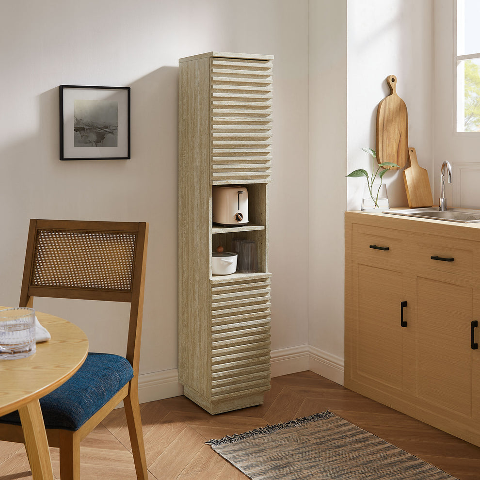 Render Tall Narrow Faux Travertine Linen Storage Cabinet by Modway | Bathroom Accessories | Modishstore - 8