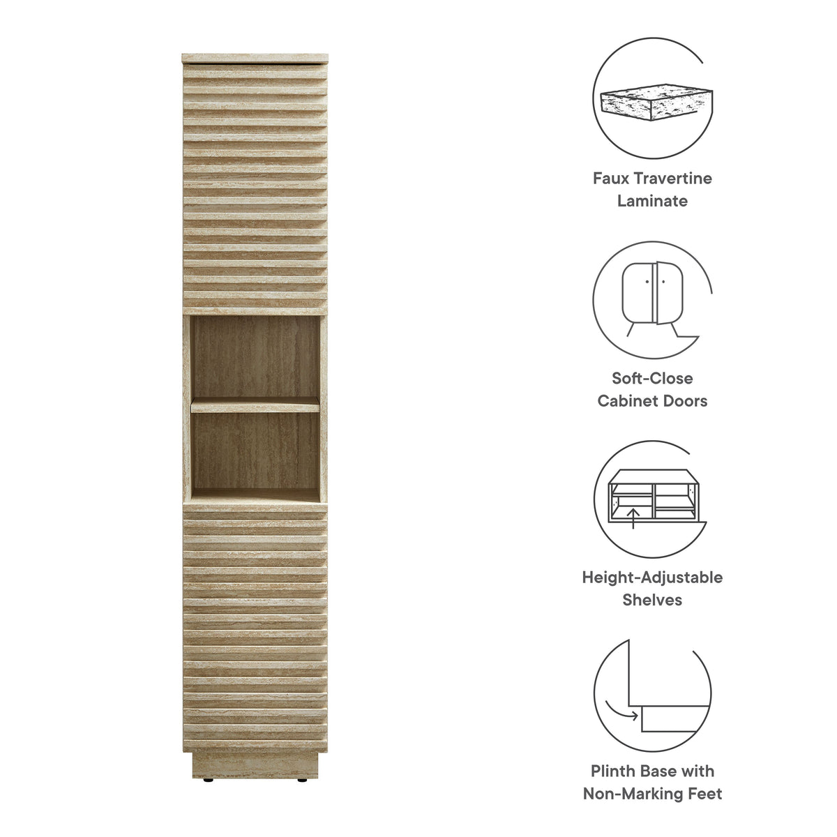 Render Tall Narrow Faux Travertine Linen Storage Cabinet by Modway | Bathroom Accessories | Modishstore - 9