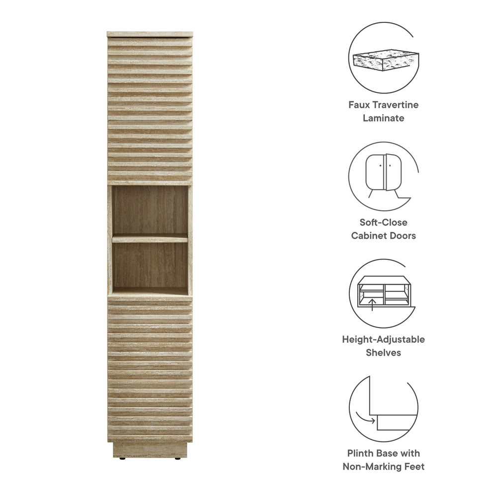 Render Tall Narrow Faux Travertine Linen Storage Cabinet by Modway | Bathroom Accessories | Modishstore - 9